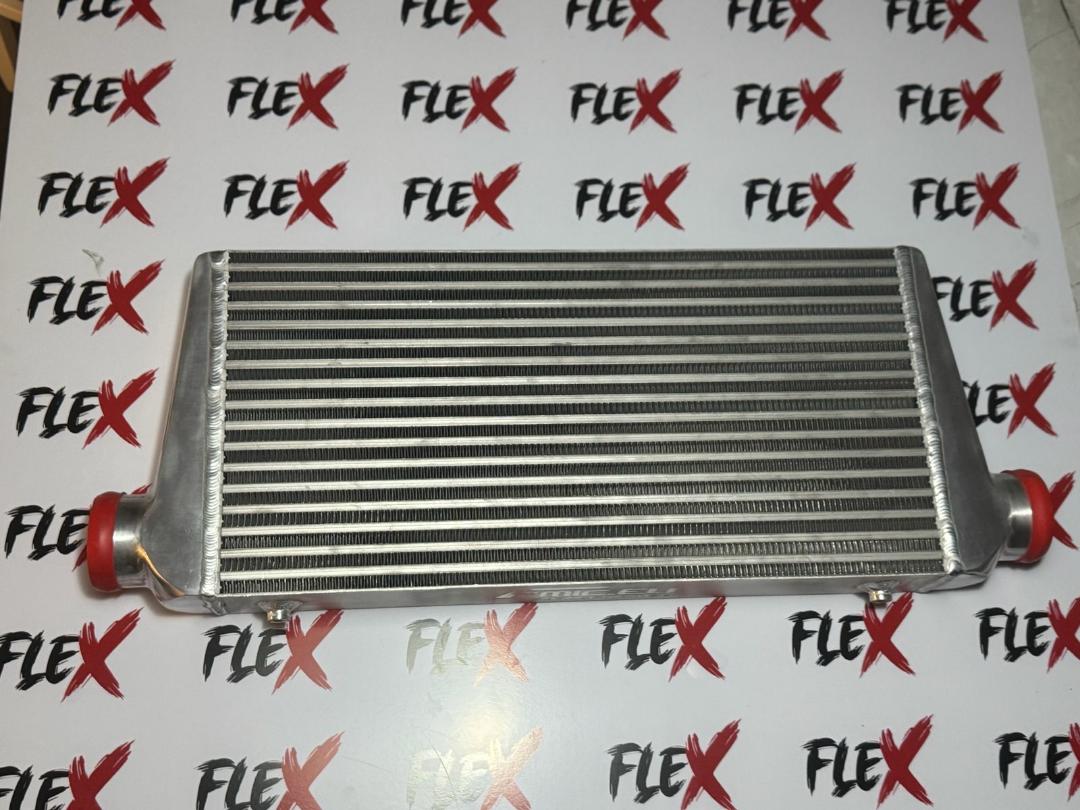 Front mount intercooler with red couplers