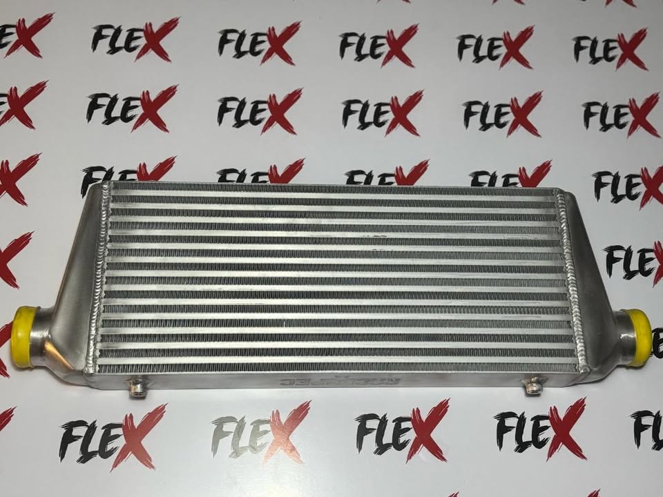 Front mount intercooler with yellow couplers