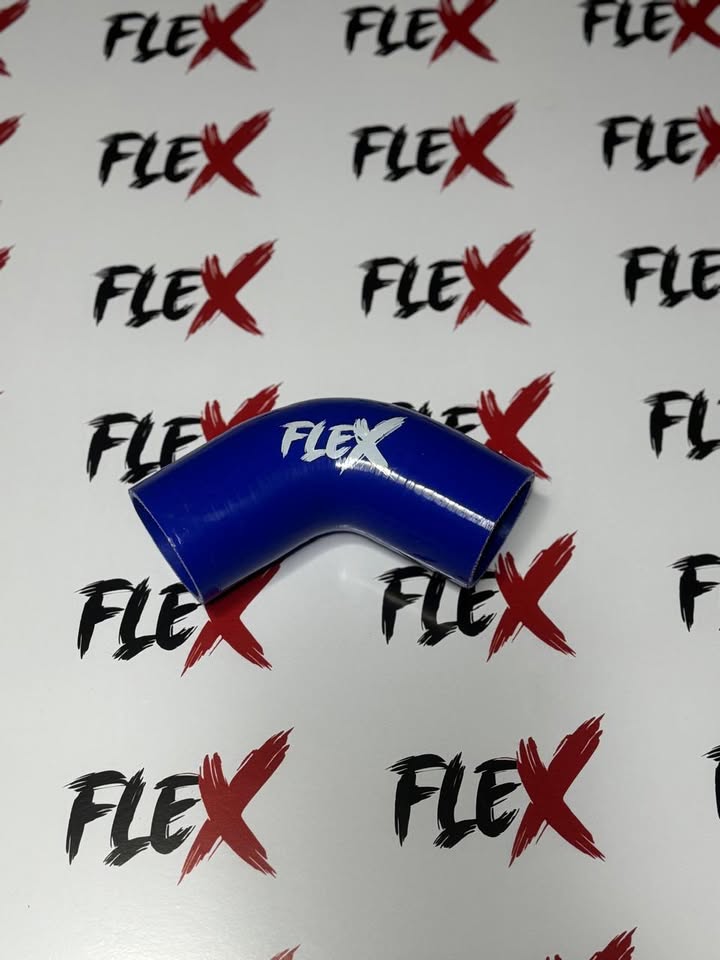 Blue short angled silicone hose